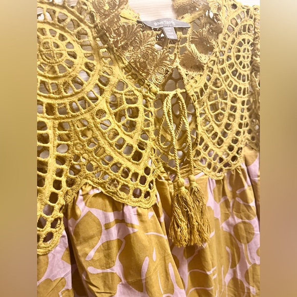 ANTHROPOLOGIE Blue Tassel Charlize Blouse Peasant Crochet XS - Picture 7 of 8